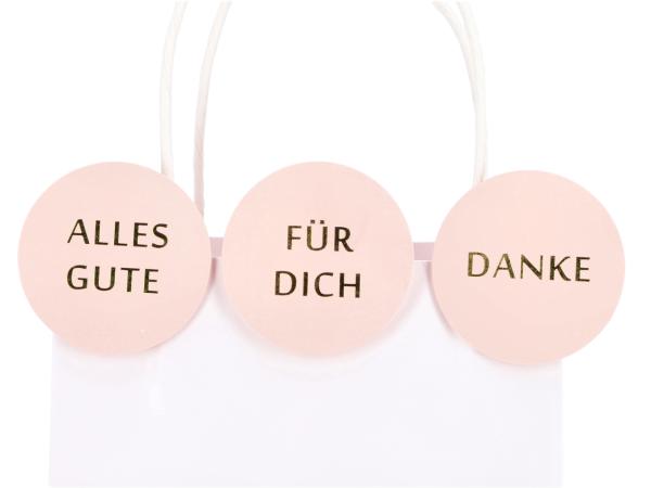 Label a Holzklammer bedruckt 3 Sprüche "DANKE", "ALLES GUTE", "FÜR DICH" 48Stück/Set  D6cm