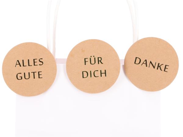 Label a Holzklammer bedruckt 3 Sprüche "DANKE", "ALLES GUTE", "FÜR DICH" 48Stück/Set  D6cm