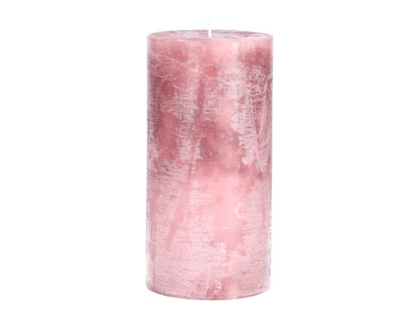 Edelkerze Rustika durchgefärbt H200 D100 rosa ca. 122Std Brenndauer  D10 H20cm