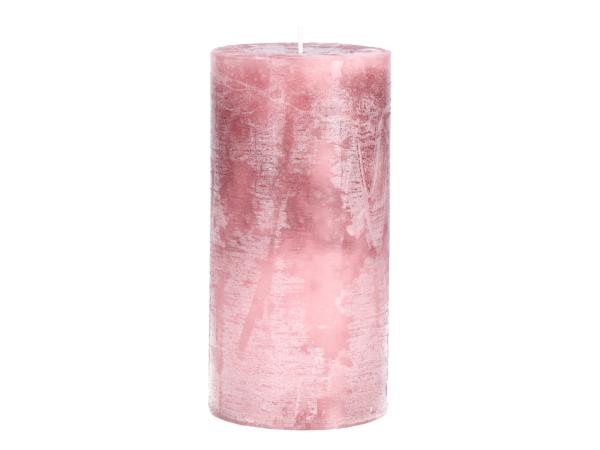 Edelkerze Rustika durchgefärbt H200 D100 rosa ca. 122Std Brenndauer D10 H20cm