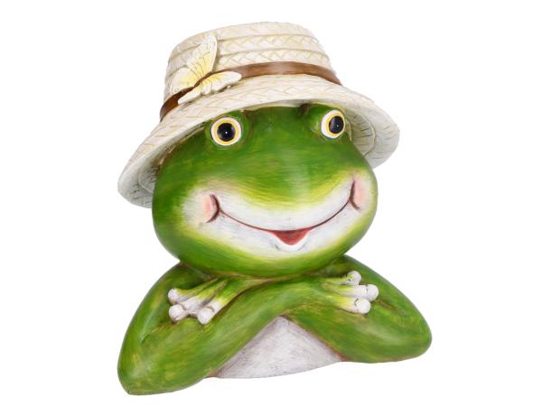 Pflanzkopf Frosch m Hut 25*20*28