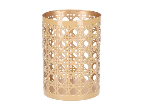 Windlicht Becher Metall Boho Wiener Geflecht  D10 H14cm