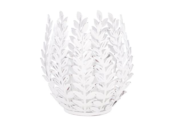 Teelichthalter Metall Farnblatt m Glas D11 H13cm