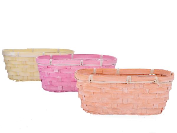 Pflanzkorb Baguette Bambus 3fb gelb-or-pink sort B25 T12 H10cm