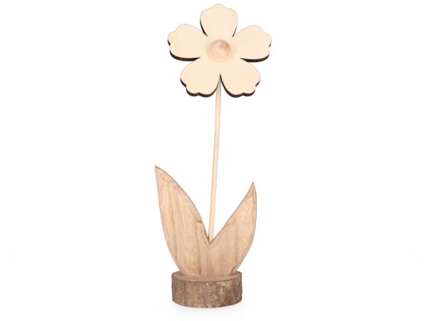 Blume Holz a Sockel  B9,5 T6,5 H28cm