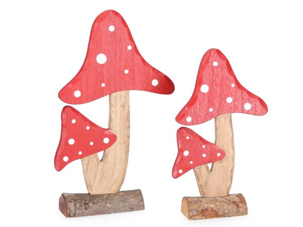 Fliegenpilz x2 Holz a Sockel B12 T5 H21cm