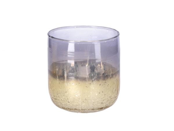 Glas halfecrack 2tone gold-blue  D10 H10cm