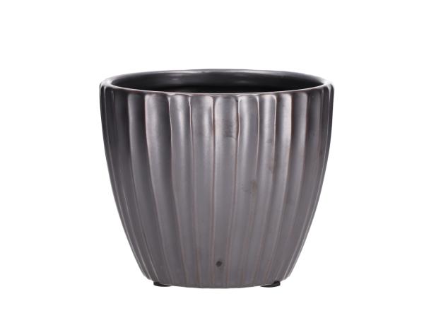 Topf Vesu Keramik Glasur metal black  D13 H11cm