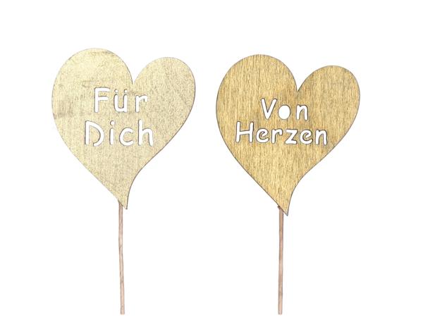 Stecker Spruchherz Holz 2Mod Für Dich - Von Herzen  D6cm