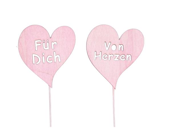 Stecker Spruchherz Holz 2Mod Für Dich - Von Herzen D6cm