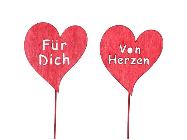 Stecker Spruchherz Holz 2Mod Für Dich - Von Herzen D6cm