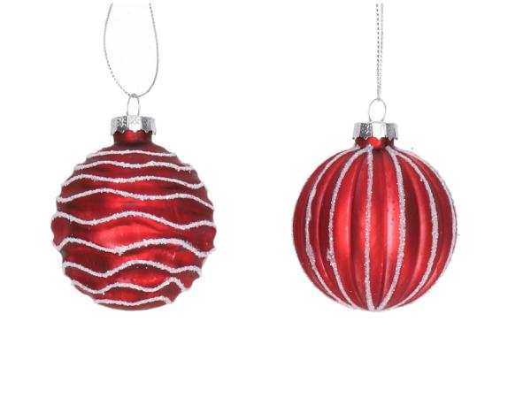 Weihnachtskugel Glas Pivot 2Mod Linie Eisglitter  D6cm