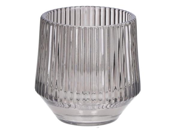 Teelichtglas Heavy Rille dickwandig  D9,5 H9,7cm