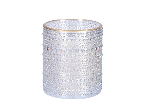 Teelichtglas Pearl lyster m Goldrand  D8,5 H10cm