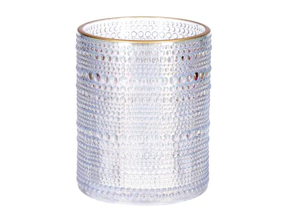 Teelichtglas Pearl lyster m Goldrand  D10 H12,5cm