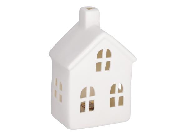 Porzellanlicht Haus m LED (Knopfzellen 2xLR44)  B10 T7 H15cm