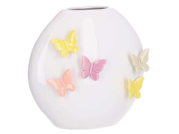 Vase Diskuss Butterfly Porzellan glasiert weiss-4fbg  B22 T11 H21cm