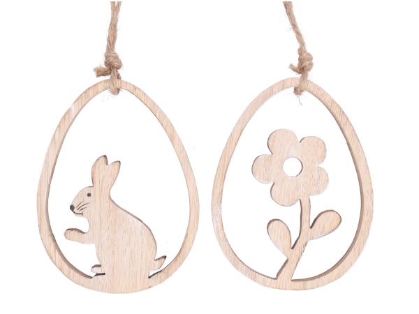 Ei Holz 2Mod Hase-Blume z Hängen B9,5 T5 L12,8cm