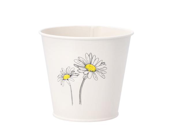 Topf metall Druckmotiv Margerite lackiert D14 H12,6cm