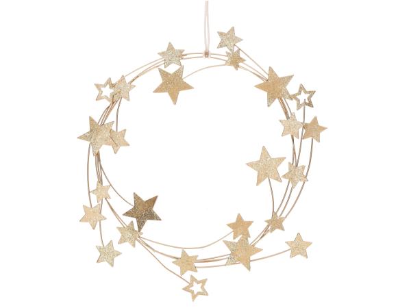Ring Sterne Draht beglittert D22cm