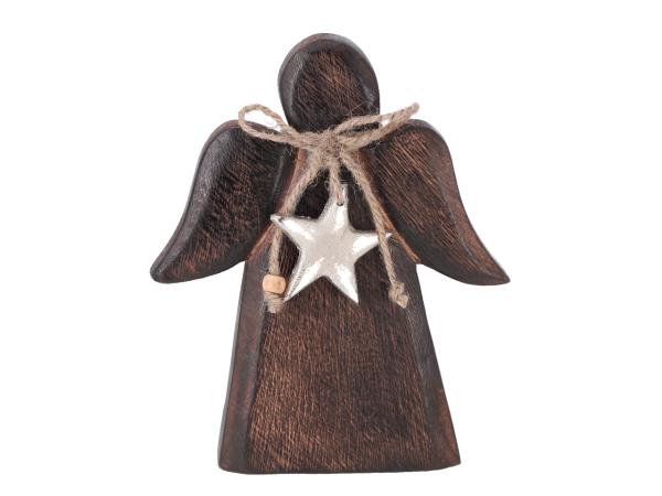 Engel Mangowood gebürstet m Alustern z Stellen B17 T3 H20cm