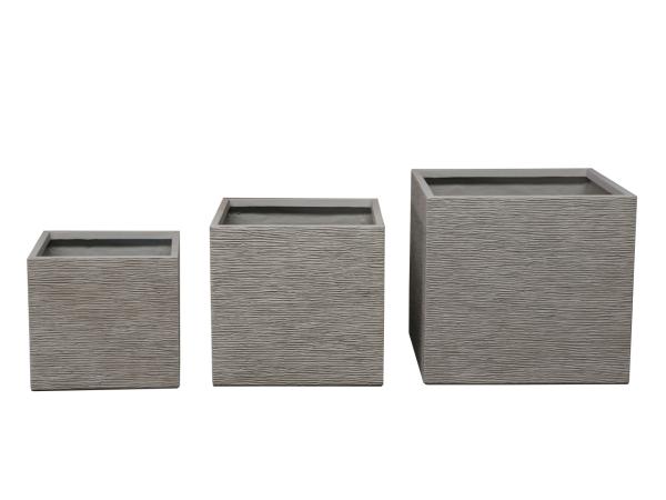 Pflanzwürfel CROSS Set3 betonfinish Polystone D54/64/76 H50/60/70cm