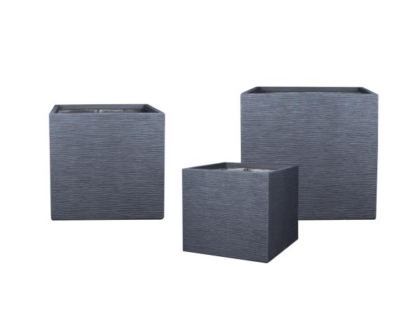 Pflanzwürfel CROSS Set3 betonfinish Polystone D54/64/76 H50/60/70cm