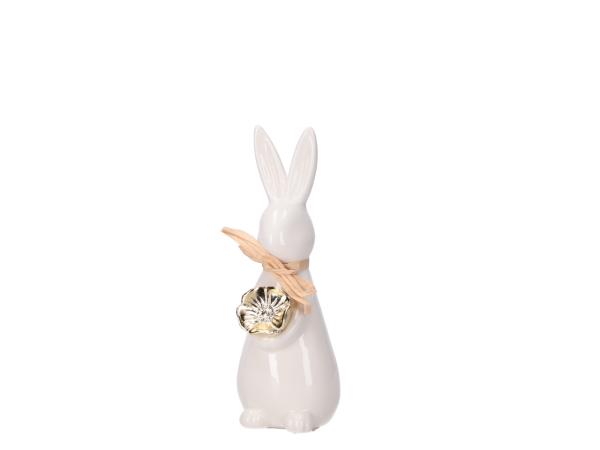 Hase Porzellan m Blüte gold B6,5 T5 H14cm