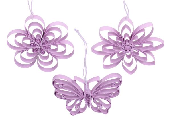 Hängesortiment Papier filigran 3Mod Schmetterling-Blüte D12cm