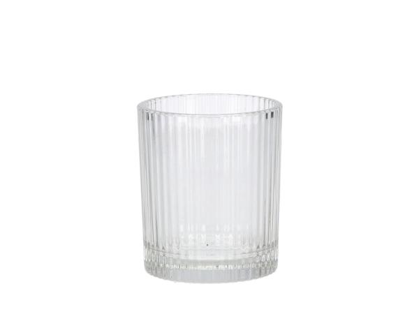 Teelichtglas Rille D6,3 H7,5cm