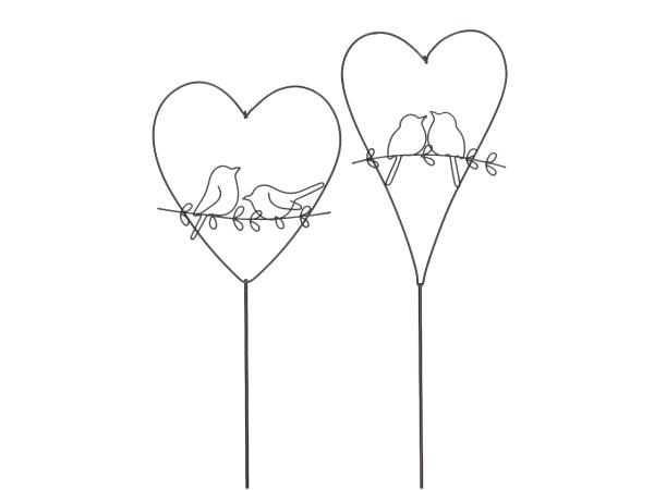 Stecker Draht Herz m Vögeln 2Mod D10/12 L60cm