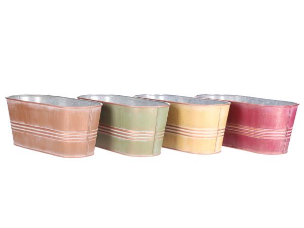 Jardiniere Zink Rille inkl. Einsatz L25 B10,5 H9,5cm