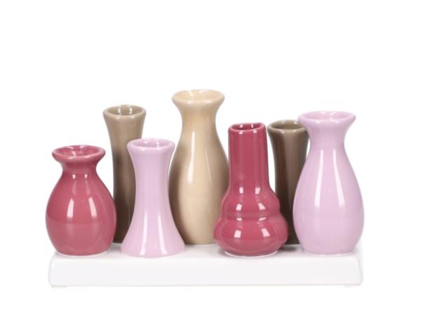 Kombinationsvase Keramik x7 rosa-beere-sand-taupe 