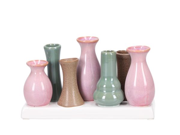Kombinationsvase Keramik x7 salbei-rose-braun 