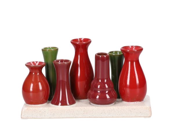 Kombinationsvase Keramik x7 rot-dkrot-grün 