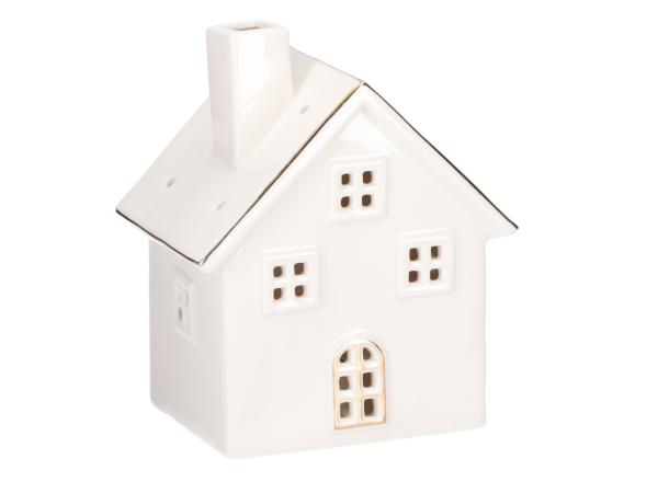 Haus Porzellan classic beleuchtet  glasiert goldline B11,2 T7 H14cm