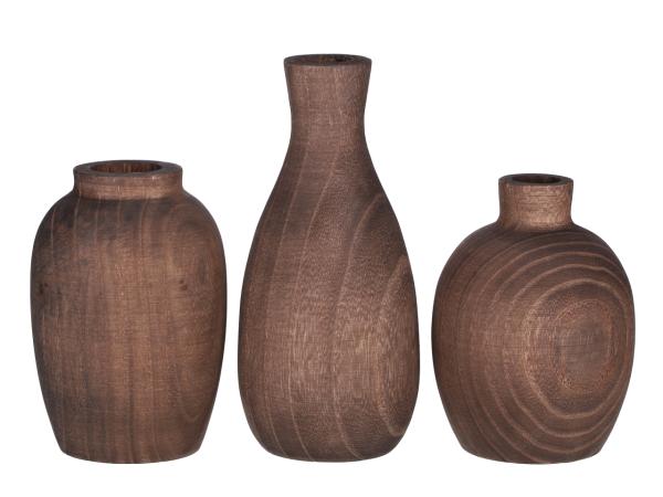 Vase Deko Holz Sortiment 3 Mod gedrechselt D4-8 H16-23,5cm