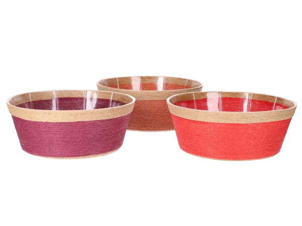 Schale Papierkordel m Inlay 3Fb sort D19,/24,5 H10cm