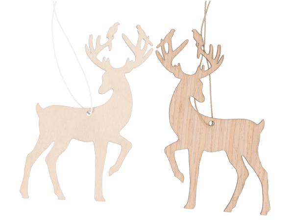 Hänger Hirsch Holz Lasercut 2fb natur D8cm
