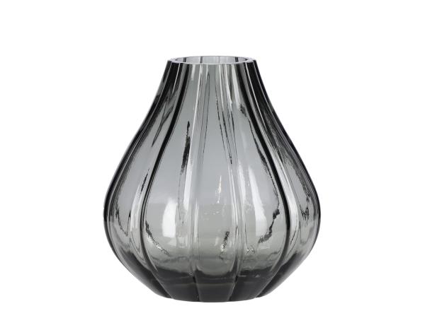 Vase Glas Drop Rille durchgefärbt mundgeblasen D17,5 H20cm
