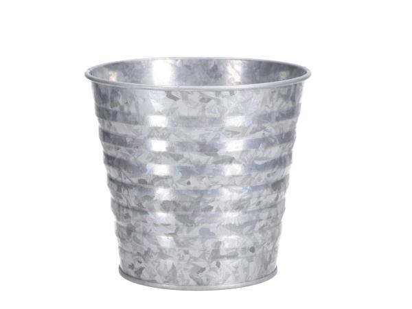 Topf Rille Zink antik D10-14 H12,7cm