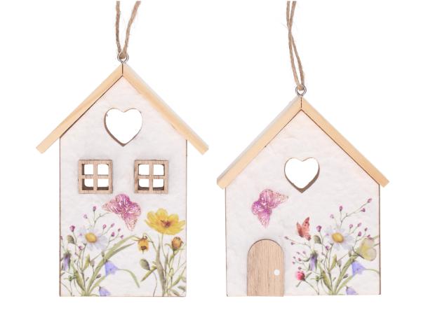 Haus Holz Schöpfpapier Print Wiese 2Mod z Hängen B10 T3 H11/13cm