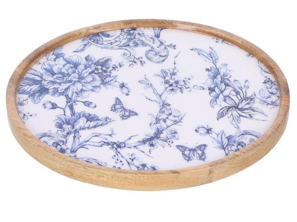 Tablett Mangoholz Druckmotiv (Lebensmittelecht) D28 H2cm
