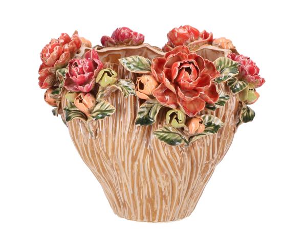 Topf Flowers Porzellan handgefertigt glasiert D28 H20cm
