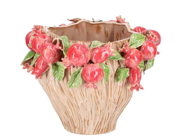Topf Pomgranate Porzellan handgefertigt glasiert D28 H20cm