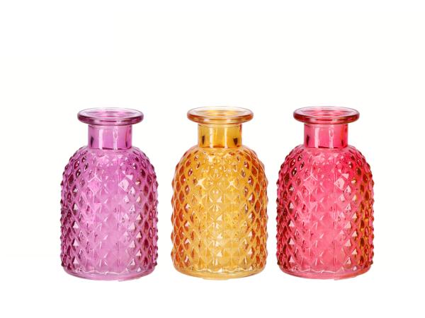 Tischvase mini Noppen 3 fb pink-or-rot sort D5 H9cm