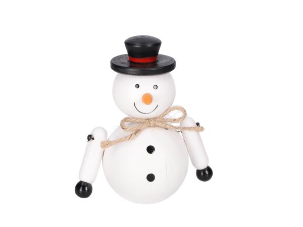 Schneemann Holz gedrechselt z Hängen B10,5 L6,4 H14/12cm