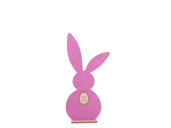 Hase Filz "Frohe Ostern" a Holzsockel B29 T6 H61cm