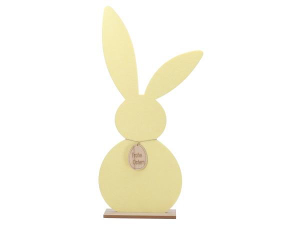 Hase Filz "Frohe Ostern" a Holzsockel B38,5 T6,5 H81cm