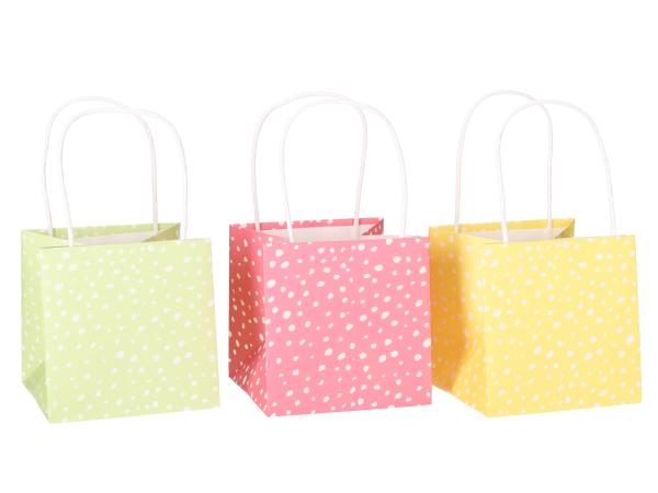 Pflanztasche Papier Punkte m Henkel innen foliert  3fb sort D12 H12cm